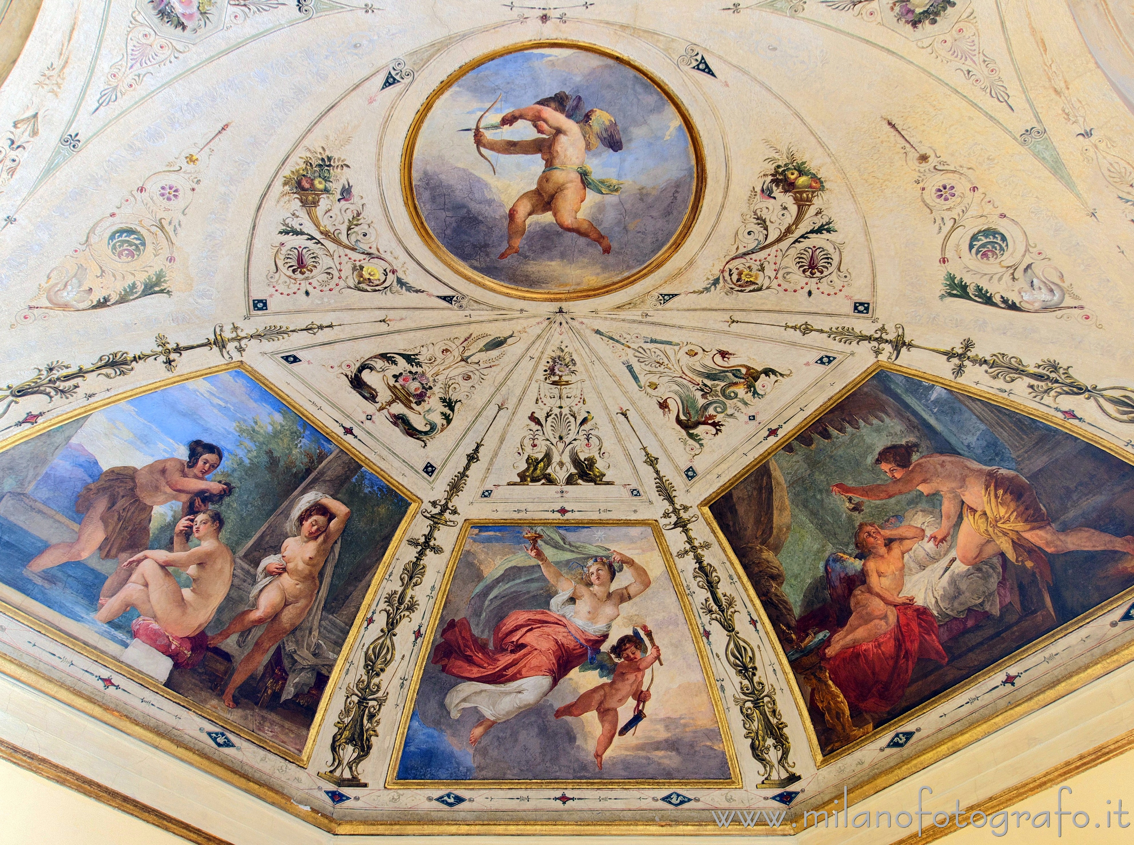 Milan (Italy) - Detail of the ceiling of the second boudoir of Serbelloni Palace